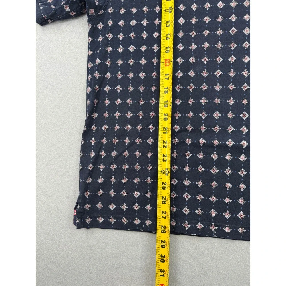 VTG Chaps Ralph Lauren Short Sleeve Polo‎ Shirt Men's M Blue Diamond Dotted